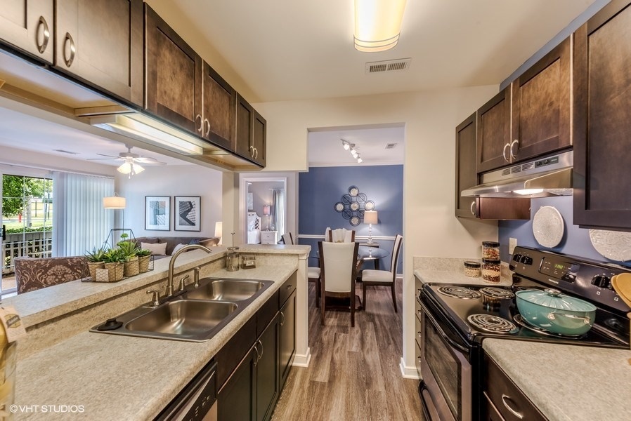 Fitted Kitchen With Island Dining at Brittany Commons Apartments, Spotsylvania, 22553